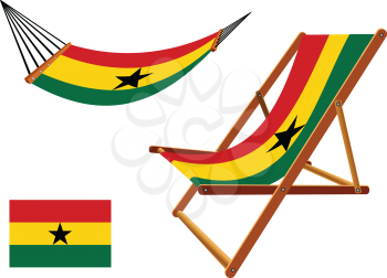 ghana hammock and deck chair set against white background, abstract vector art illustration