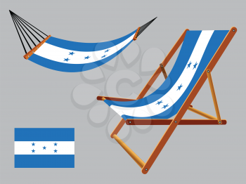 honduras hammock and deck chair set against gray background, abstract vector art illustration