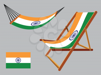 india hammock and deck chair set against gray background, abstract vector art illustration
