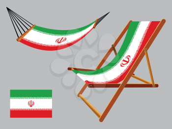 iran hammock and deck chair set against gray background, abstract vector art illustration