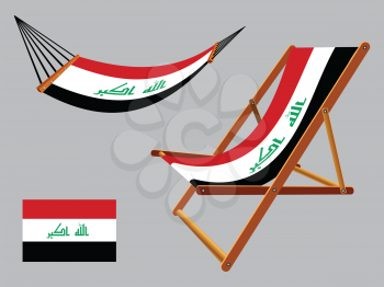 iraq hammock and deck chair set against gray background, abstract vector art illustration