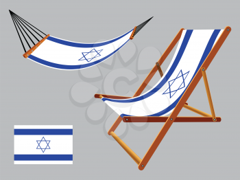 israel hammock and deck chair set against gray background, abstract vector art illustration