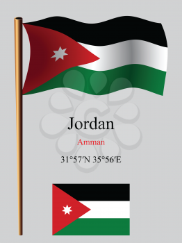 jordan wavy flag and coordinates against gray background, vector art illustration, image contains transparency