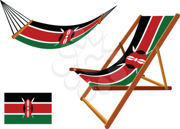 kenya hammock and deck chair set against white background, abstract vector art illustration