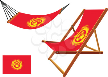 kyrgyzstan hammock and deck chair set against white background, abstract vector art illustration