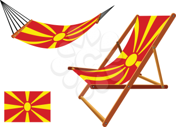 macedonia hammock and deck chair set against white background, abstract vector art illustration