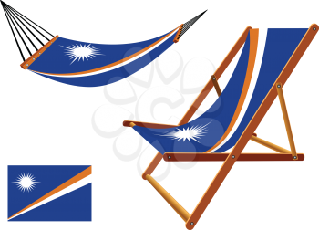 marshall islands hammock and deck chair set against white background, abstract vector art illustration