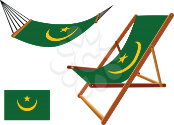 mauritania hammock and deck chair set against white background, abstract vector art illustration