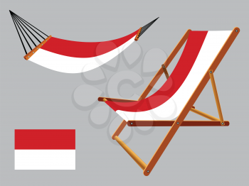 monaco hammock and deck chair set against gray background, abstract vector art illustration