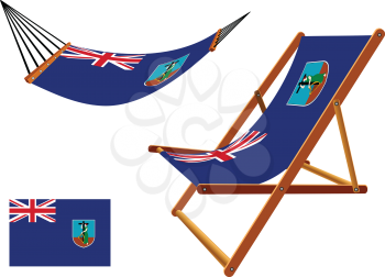 montserrat hammock and deck chair set against white background, abstract vector art illustration