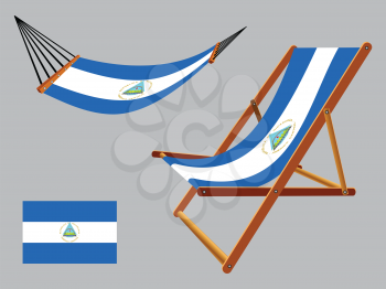 nicaragua hammock and deck chair set against gray background, abstract vector art illustration