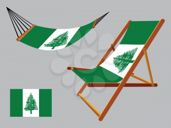 norfolk island hammock and deck chair set against gray background, abstract vector art illustration