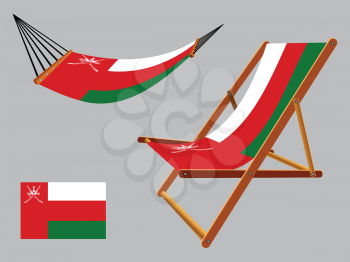 oman hammock and deck chair set against gray background, abstract vector art illustration