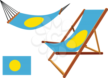 palau hammock and deck chair set against white background, abstract vector art illustration