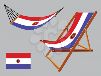 paraguay hammock and deck chair set against gray background, abstract vector art illustration