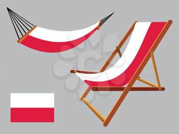 poland hammock and deck chair set against gray background, abstract vector art illustration