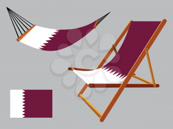qatar hammock and deck chair set against gray background, abstract vector art illustration