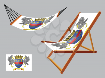 saint barthelemy hammock and deck chair set against gray background, abstract vector art illustration