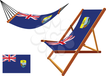 saint helena hammock and deck chair set against white background, abstract vector art illustration