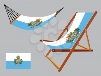 san marino hammock and deck chair set against gray background, abstract vector art illustration