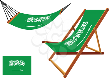 saudi arabia hammock and deck chair set against white background, abstract vector art illustration