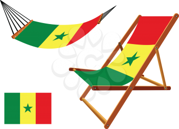 senegal hammock and deck chair set against white background, abstract vector art illustration