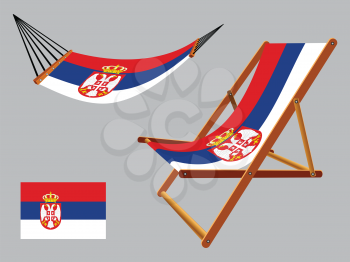 serbia hammock and deck chair set against gray background, abstract vector art illustration
