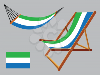 sierra leone hammock and deck chair set against gray background, abstract vector art illustration
