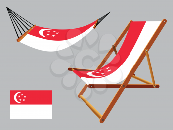 singapore hammock and deck chair set against gray background, abstract vector art illustration