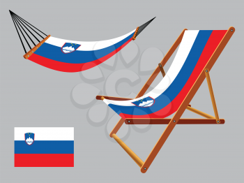 slovenia hammock and deck chair set against gray background, abstract vector art illustration
