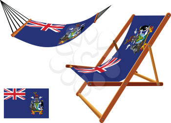 south georgia and south sandwich islands hammock and deck chair set against white background, abstract vector art illustration