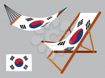 south korea hammock and deck chair set against gray background, abstract vector art illustration
