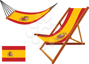 spain hammock and deck chair set against white background, abstract vector art illustration