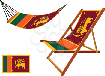 sri lanka hammock and deck chair set against white background, abstract vector art illustration