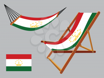 tajikistan hammock and deck chair set against gray background, abstract vector art illustration