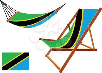 tanzania hammock and deck chair set against white background, abstract vector art illustration