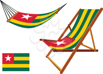 togo hammock and deck chair set against white background, abstract vector art illustration