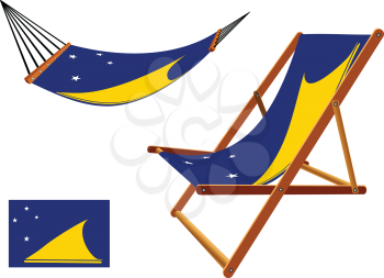 tokelau hammock and deck chair set against white background, abstract vector art illustration
