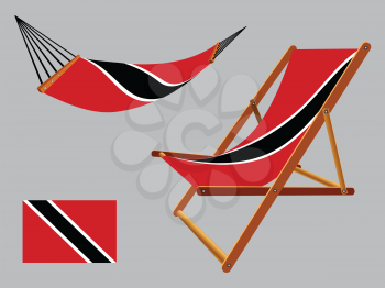 trinidad and tobago hammock and deck chair set against gray background, abstract vector art illustration