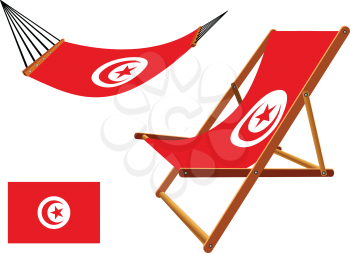 tunisia hammock and deck chair set against white background, abstract vector art illustration