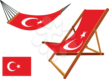 turkey hammock and deck chair set against white background, abstract vector art illustration