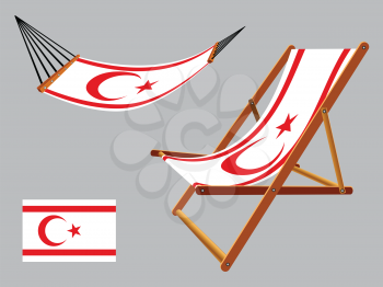 turkish republic of cyprus hammock and deck chair set against gray background, abstract vector art illustration