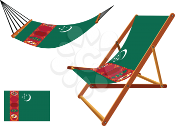 turkmenistan hammock and deck chair set against white background, abstract vector art illustration