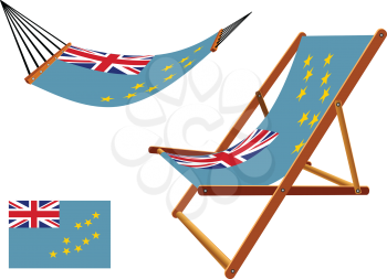 tuvalu hammock and deck chair set against white background, abstract vector art illustration