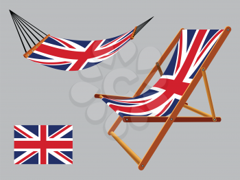 united kingdom hammock and deck chair set against gray background, abstract vector art illustration