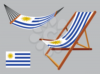 uruguay hammock and deck chair set against gray background, abstract vector art illustration