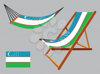 uzbekistan hammock and deck chair set against gray background, abstract vector art illustration