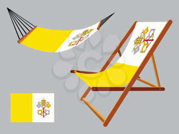 vatican hammock and deck chair set against gray background, abstract vector art illustration