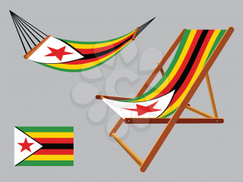 zimbabwe hammock and deck chair set against gray background, abstract vector art illustration