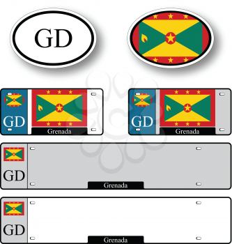 grenada auto set against white background, abstract vector art illustration, image contains transparency